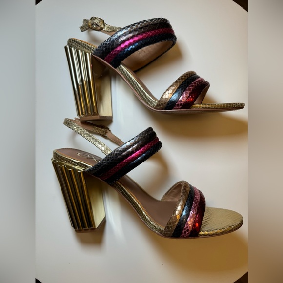 Exe Mona 940 Heeled Sandals Size 7 - Gold - Multicolored- Size 38 (US 7.5) - Picture 2 of 11